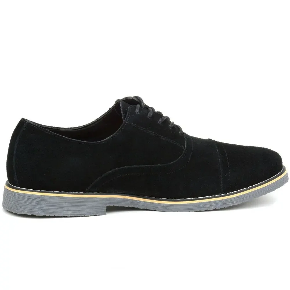 Alpine Swiss Aston Suede Leather Dress Men's Size 10 Black Cap Toe Lace Up